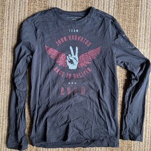 John Varvatos Black Tee with Red Accents